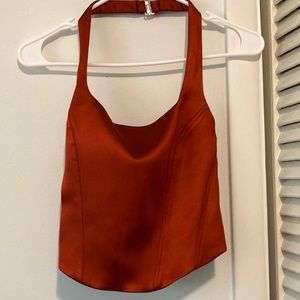Revel red crop top, corset style